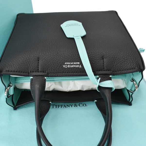 TIFFANY & CO Micro Grain Calfskin Leather Tote Bag Black