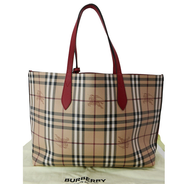 BURBERRY Reversible Haymarket Coated Canvas Tote Bag Beige