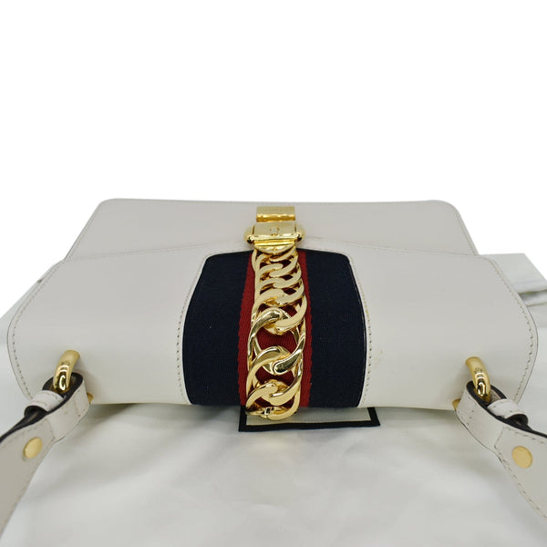 Gucci Sylvie Small Leather Shoulder Bag White 421882