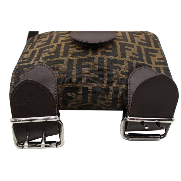 FENDI Zucca Canvas Buckle Shoulder Bag Tobacco Brown