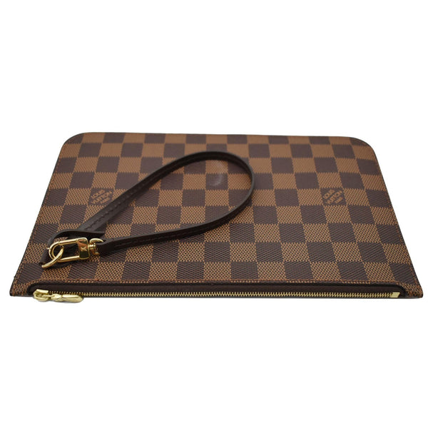 LOUIS VUITTON Neverfull MM Damier Ebene Pochette Wristlet Pouch Brown