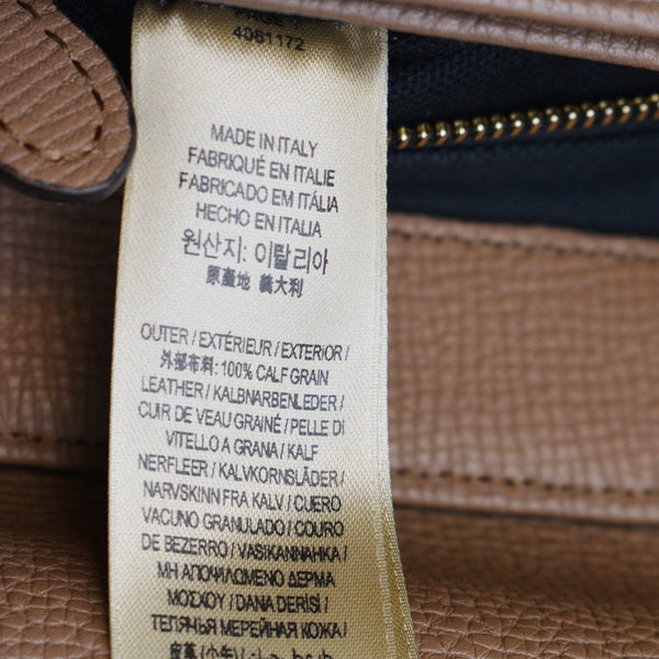 BURBERRY Medium Grainy House Check Leather Tote Shoulder Bag Dark Sand