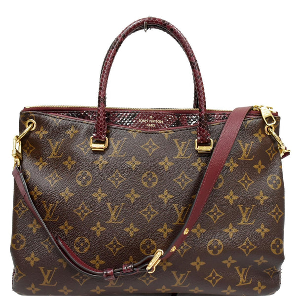 LOUIS VUITTON Pallas Python Monogram Canvas Shoulder Bag Bordeaux - Final Sale