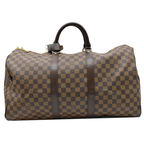 LOUIS VUITTON Keepall 50 Damier Ebene Travel Bag Brown