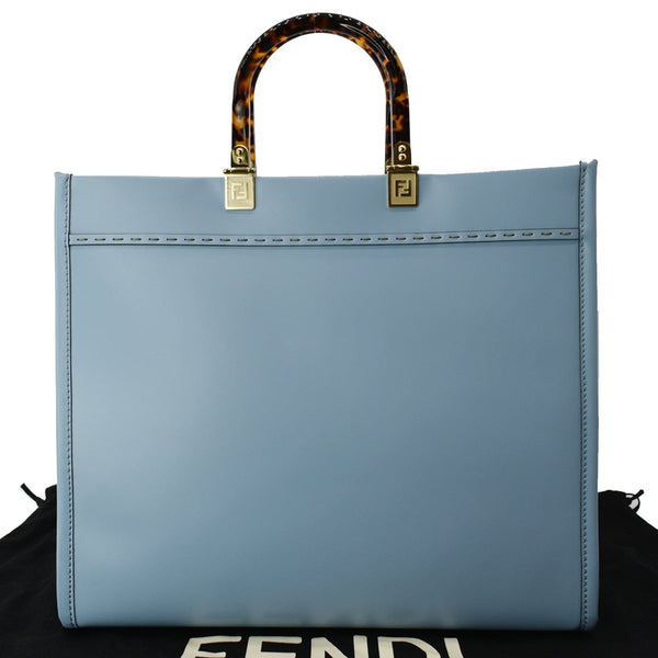 FENDI Sunshine Plexiglass Medium Leather Shopper Tote Bag Blue