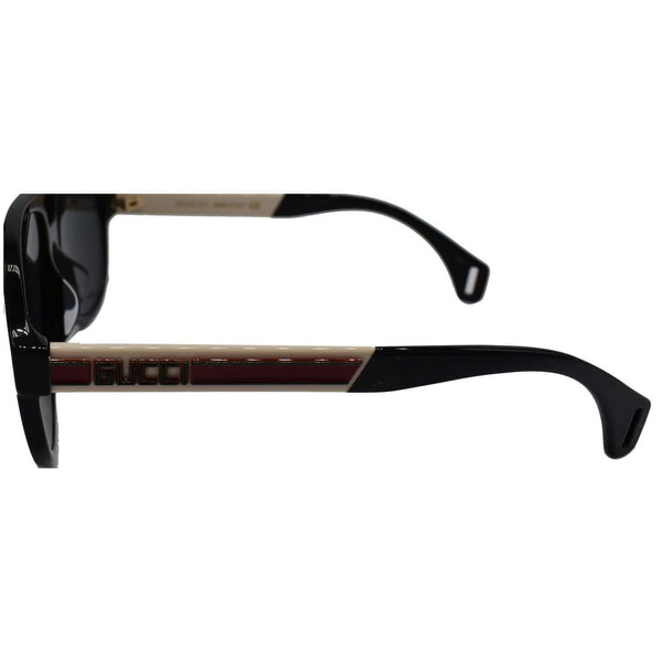 GUCCI GG0463SA 002 Black White Sunglasses Grey Lens