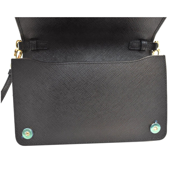 PRADA Saffiano Leather Mini Shoulder Bag Black