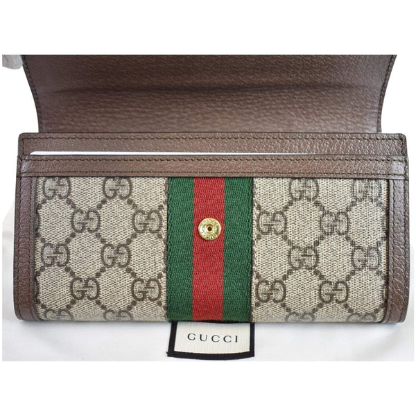 Gucci Ophidia GG Continental Supreme Canvas Wallet - leather trim