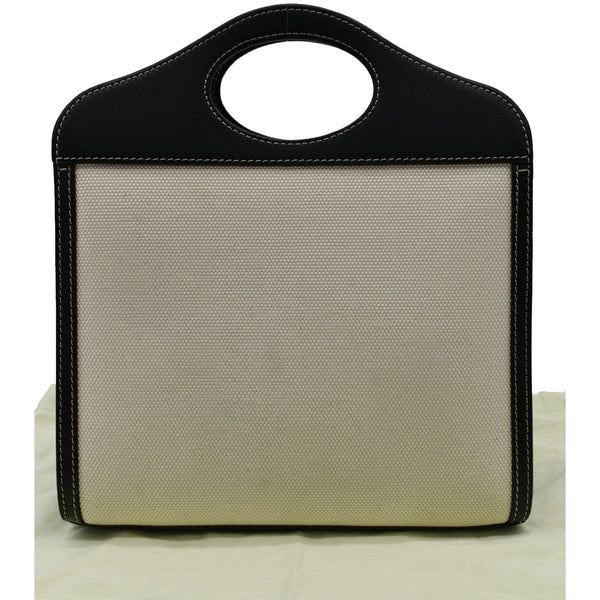 BURBERRY Mini Logo Graphic Canvas Leather Pocket Tote Bag Natural