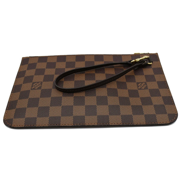 LOUIS VUITTON Neverfull MM Damier Ebene Pochette Wristlet Pouch Brown