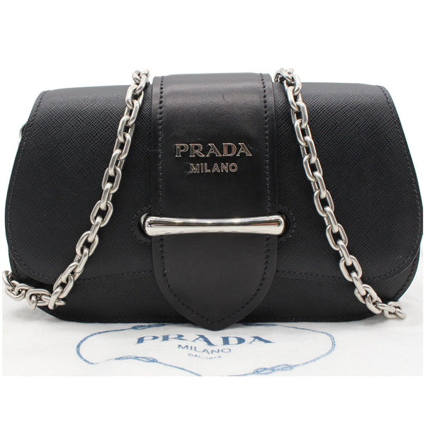 Prada City Sidonie Small Leather Chain Bag Black