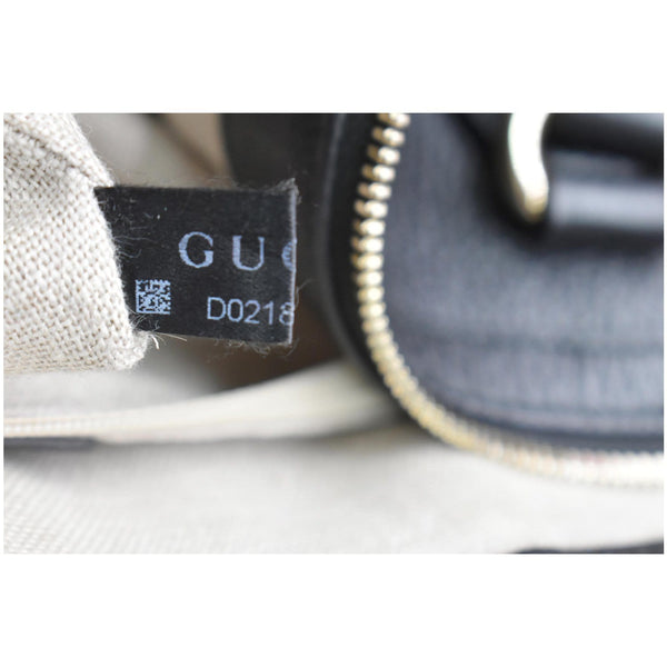 GUCCI Dome Large GG Charm Pebbled Leather Satchel Bag Black 449660