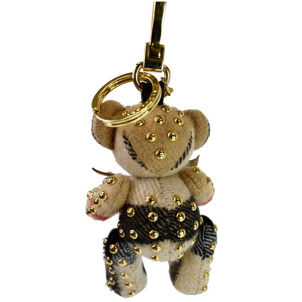 BURBERRY Thomas Bear Cashmere House Check Studded Keychain Camel Gold