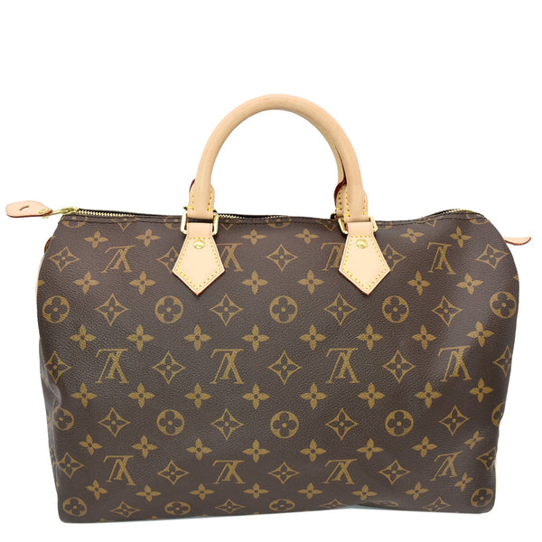 LOUIS VUITTON Speedy 35 Monogram Canvas Satchel Bag Brown