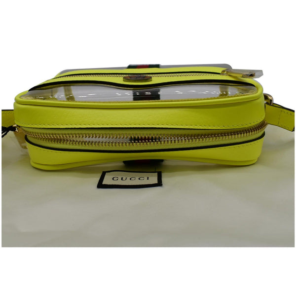 GUCCI Ophidia Mini GG Web PVC Crossbody Bag Neon Yellow 517350