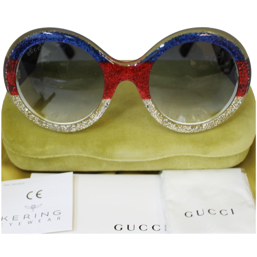 Gucci GG0101S 006 Multi-Color/Gold Sunglasses Grey Gradient Lens