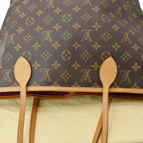 LOUIS VUITTON Neverfull MM Monogram Canvas Tote Shoulder Bag Fuchsia