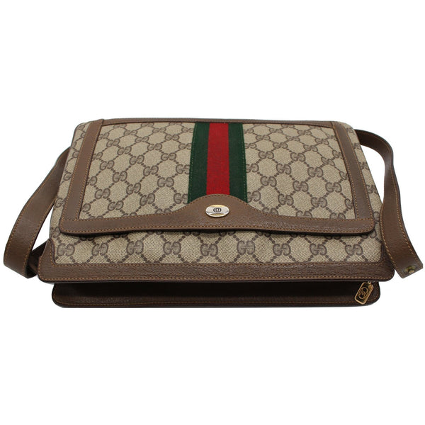 GUCCI Vintage Web Detail GG Canvas Shoulder Bag Beige