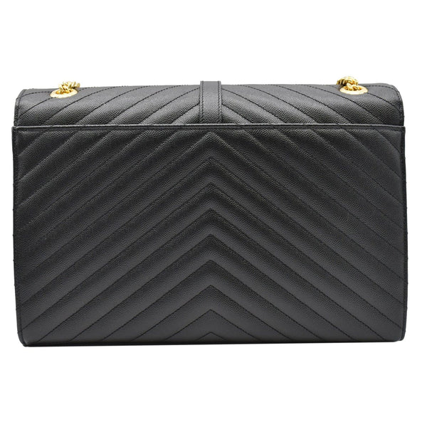 YVES SAINT LAURENT Large Envelope Mix Matelasse Grain De Poudre Chain Shoulder Bag Black