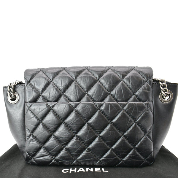 CHANEL Accordion Flap Aged Leather Shoulder Bag Black