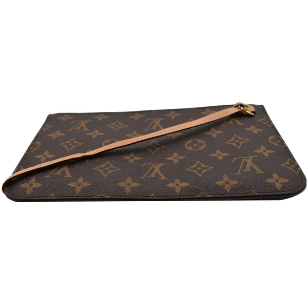 LOUIS VUITTON Neverfull MM Monogram Canvas Pochette Wristlet Pouch Brown