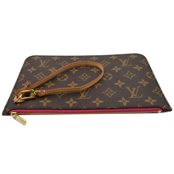 LOUIS VUITTON Neverfull MM Monogram Canvas Pochette Wristlet Pouch Brown
