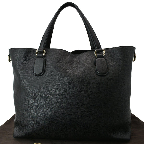 GUCCI Soho Tassel Pebbled Leather Tote Bag Black 282303 - sold