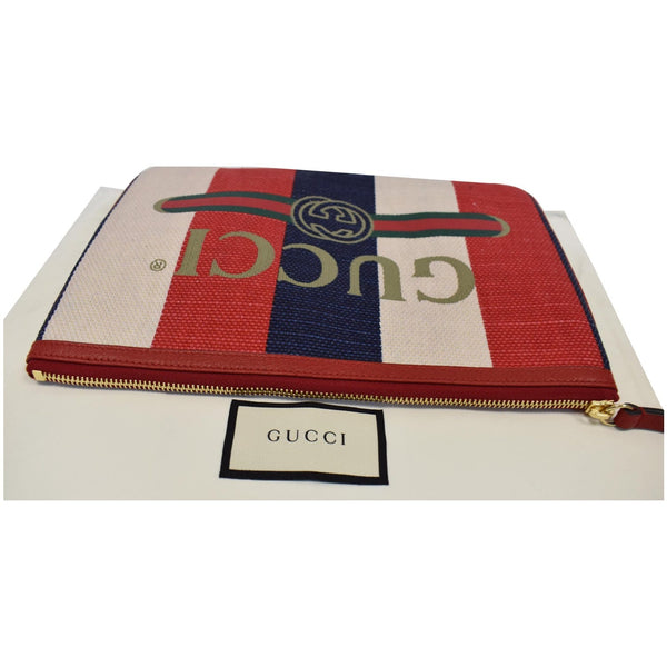 GUCCI Linea Merida Web Stripe Canvas Zip Pouch Multicolor 524788