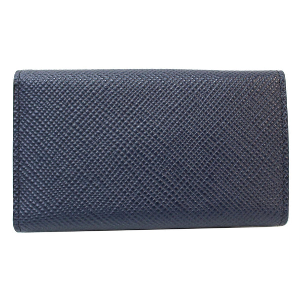 PRADA 6 Key Holder Leather Wallet Blue