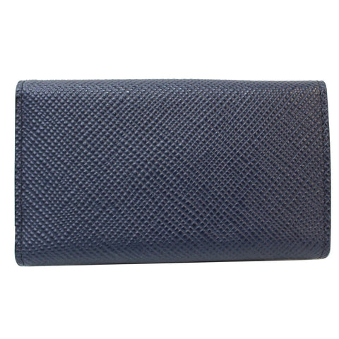 PRADA 6 Key Holder Leather Wallet Blue