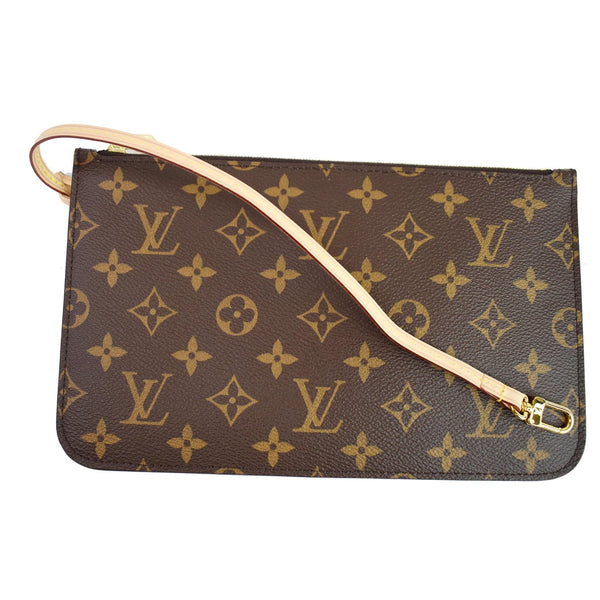 LOUIS VUITTON Pochette Wristlet Pouch Monogram Canvas Neverfull MM Brown
