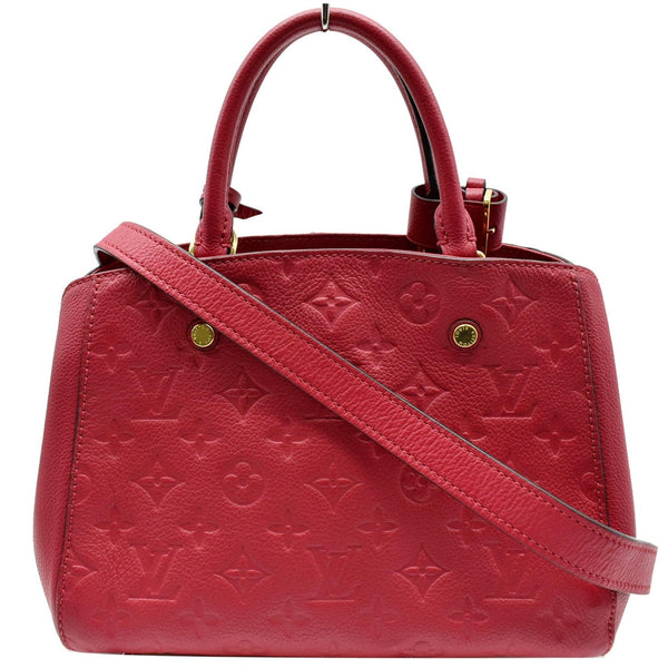 LOUIS VUITTON Montaigne BB Monogram Empreinte Leather Satchel Bag Dahlia
