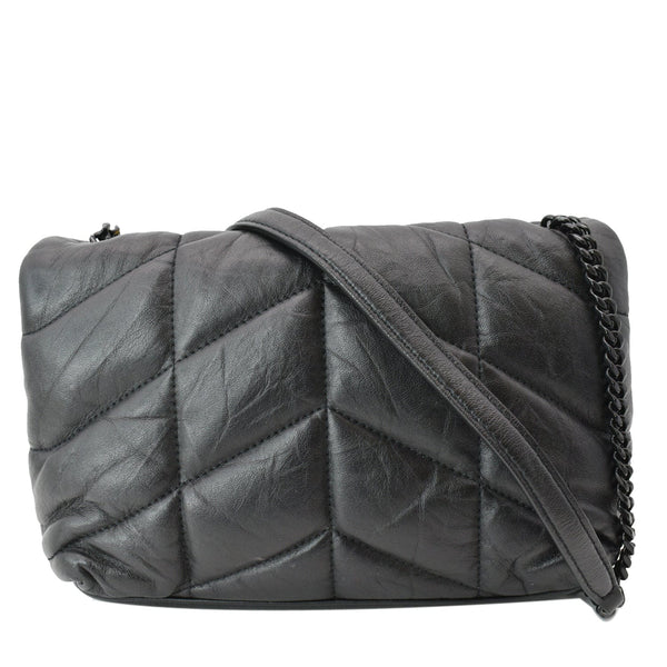 YVES SAINT LAURENT Small Loulou Puffer Quilted Lambskin Leather Crossbody Bag Black
