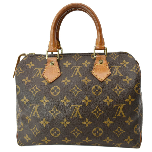 LOUIS VUITTON Speedy 25 Monogram Canvas Satchel Bag Brown