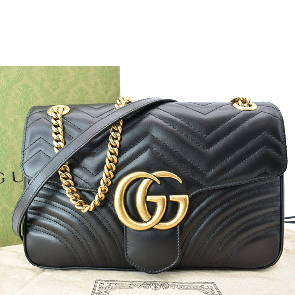 GUCCI GG Marmont Medium Matelasse Shoulder Bag Black