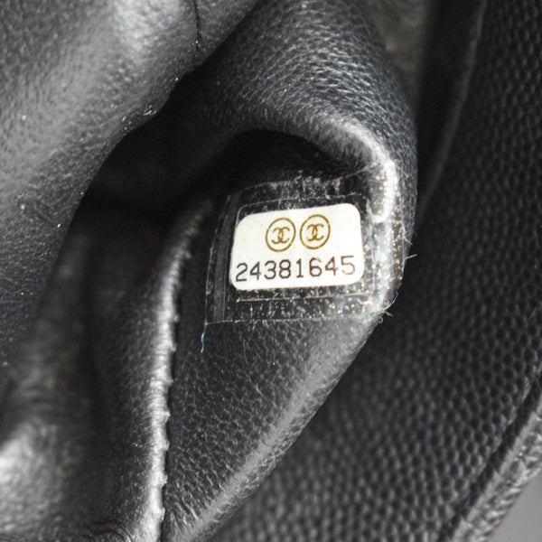 CHANEL Coco Mini Top Lizard Handle Caviar Leather Shoulder Bag Black