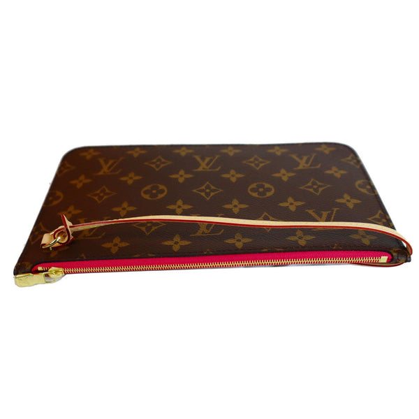 Louis Vuitton Pochette Neverfull MM Monogram Canvas Bag red zip closure