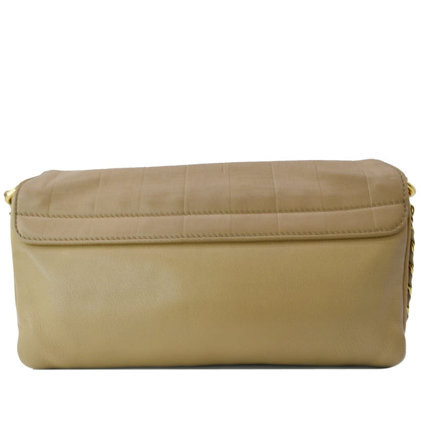 FENDI Claudia Pequin Embossed Leather Wallet Crossbody Bag Beige