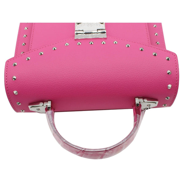 MCM Patricia Studded Leather Satchel Bag Pink