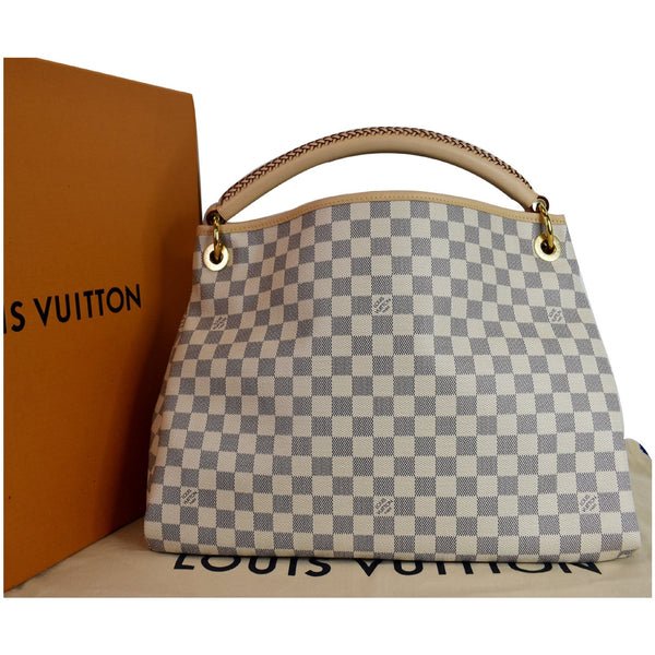 front side LV Artsy MM Damier Azur Shoulder Bag White