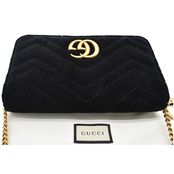 GUCCI GG Marmont Suede Leather Crossbody Bag Black 488426