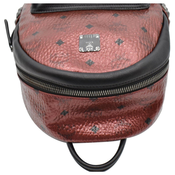 MCM Stark Small Visetos Backpack Bag Metallic Red