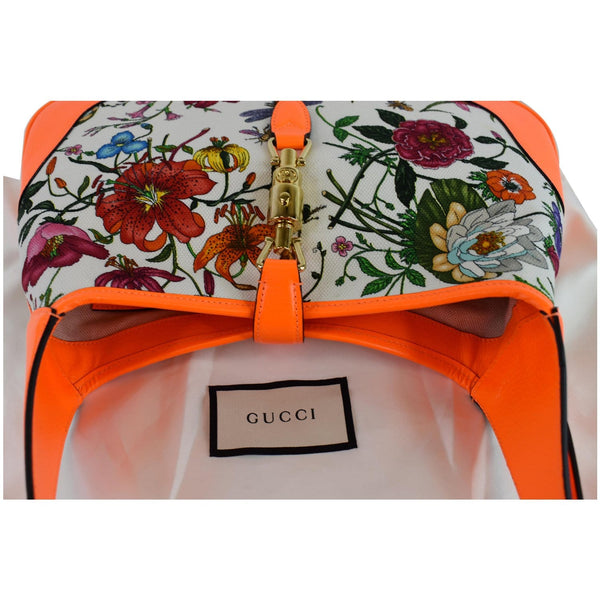 GUCCI Flora Jackie Medium Canvas Hobo Bag Orange 550152