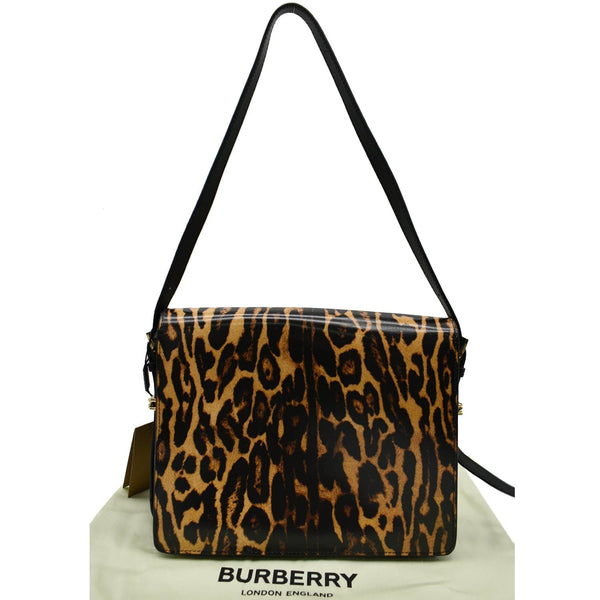 BURBERRY Grace Large Leopard Print Leather Shoulder Bag Multicolor