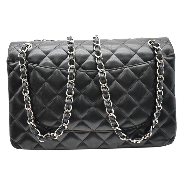 CHANEL Jumbo Double Flap Lambskin Leather Shoulder Bag Black