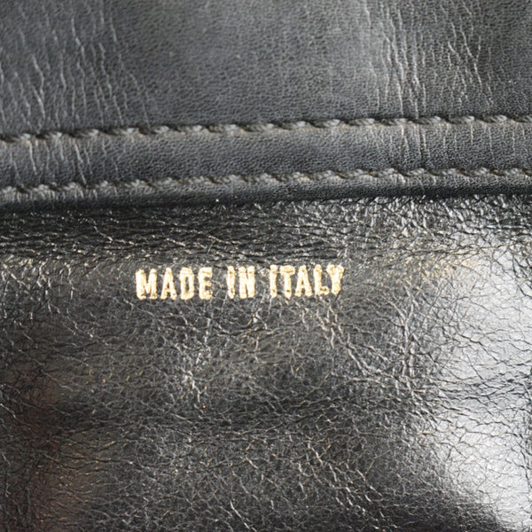 CHANEL Vintage Bekko Lambskin Leather Chain Tote Bag Black