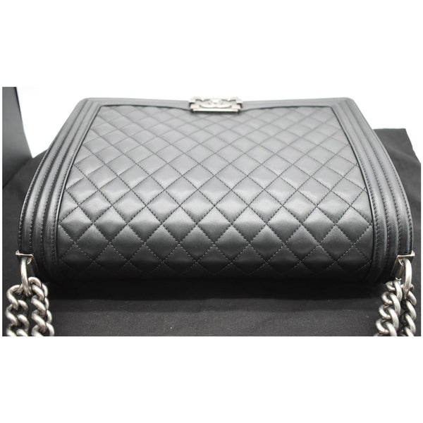 CHANEL Large Boy Flap Calfskin Quilted Leather Shoulder Bag Black