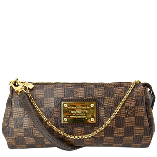 LOUIS VUITTON Eva Pochette Damier Ebene Clutch Crossbody Bag Brown