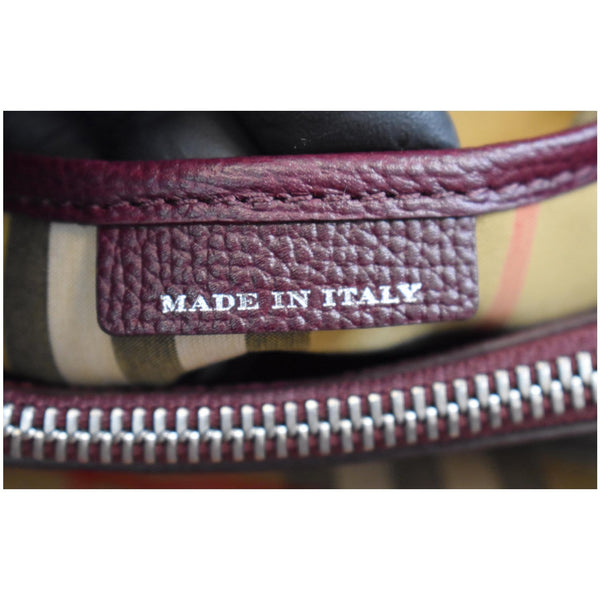 BURBERRY Medium Banner Derby Leather Tote Shoulder Bag Red