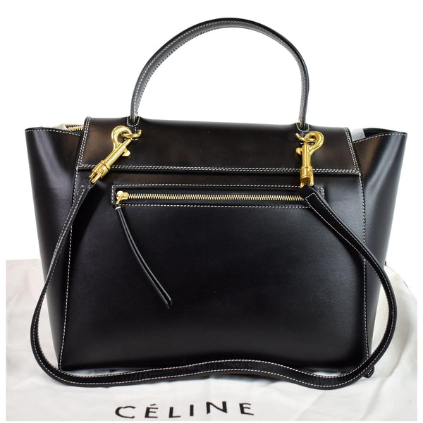 CELINE Double Stitching Mini Belt Calfskin 2Way Shoulder Bag Black